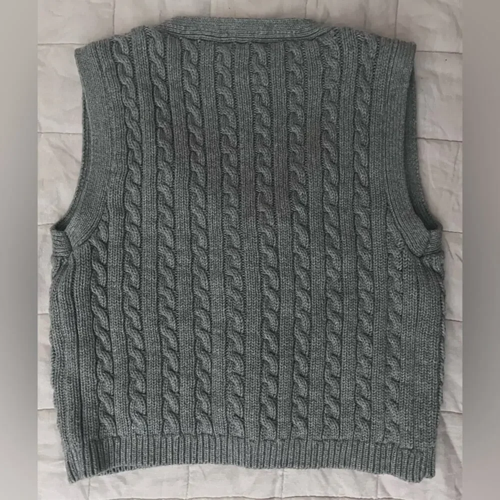 A&F Mara Cable Knit Gold Button Down Sweater Academia Preppy Old Money - Small - Picture 5 of 10